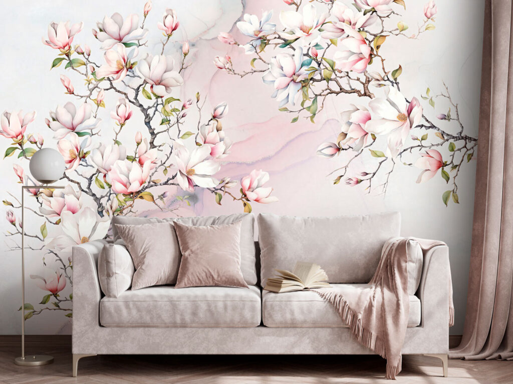 Painting of flowers on a marble surface