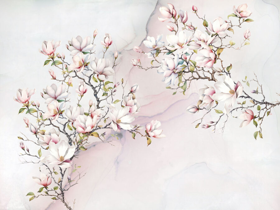 Schilderij van bloemen op een marmeren oppervlak Schilderij van bloemen op een marmeren oppervlak