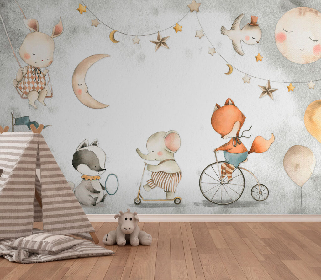 Group of animals riding a bicycle Group of animals riding a bicycle