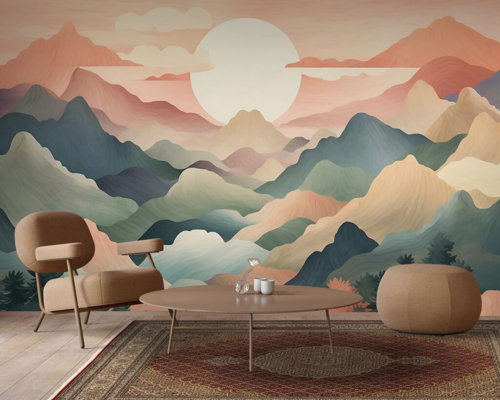 Landscape with mountains and trees Landscape with mountains and trees