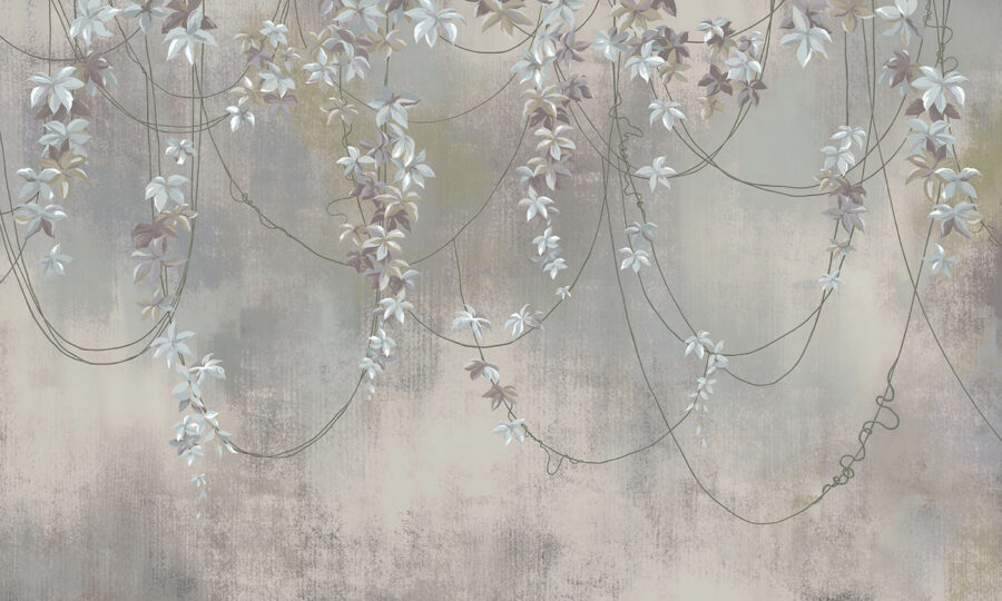 Behang met witte bloemen