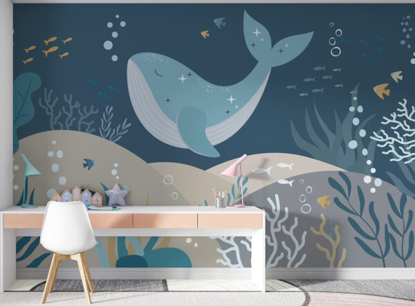 Walvis zwemmend onder water Walvis zwemmend onder water