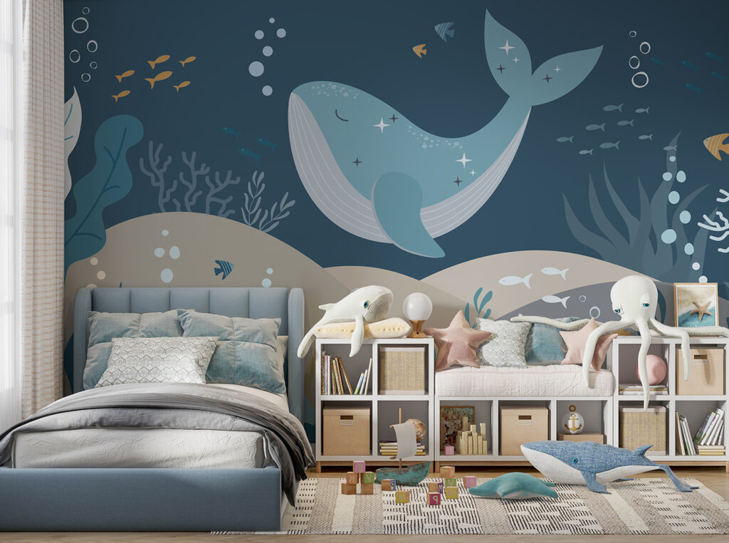 Whale swimming under water Whale swimming under water