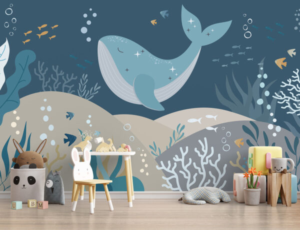 Walvis zwemmend onder water Walvis zwemmend onder water
