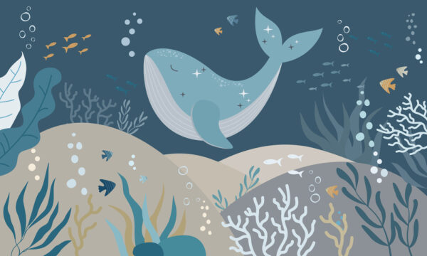 Walvis zwemmend onder water Walvis zwemmend onder water
