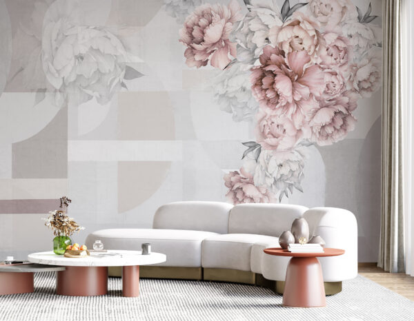 Zachte bloemen als aanvulling op abstracte vormen. Zachte bloemen als aanvulling op abstracte vormen.