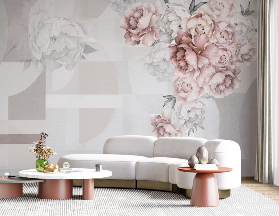 Zachte bloemen als aanvulling op abstracte vormen. Zachte bloemen als aanvulling op abstracte vormen.
