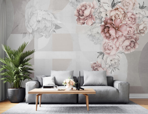 Zachte bloemen als aanvulling op abstracte vormen. Zachte bloemen als aanvulling op abstracte vormen.