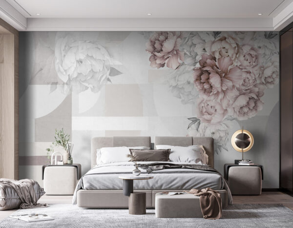 Zachte bloemen als aanvulling op abstracte vormen. Zachte bloemen als aanvulling op abstracte vormen.