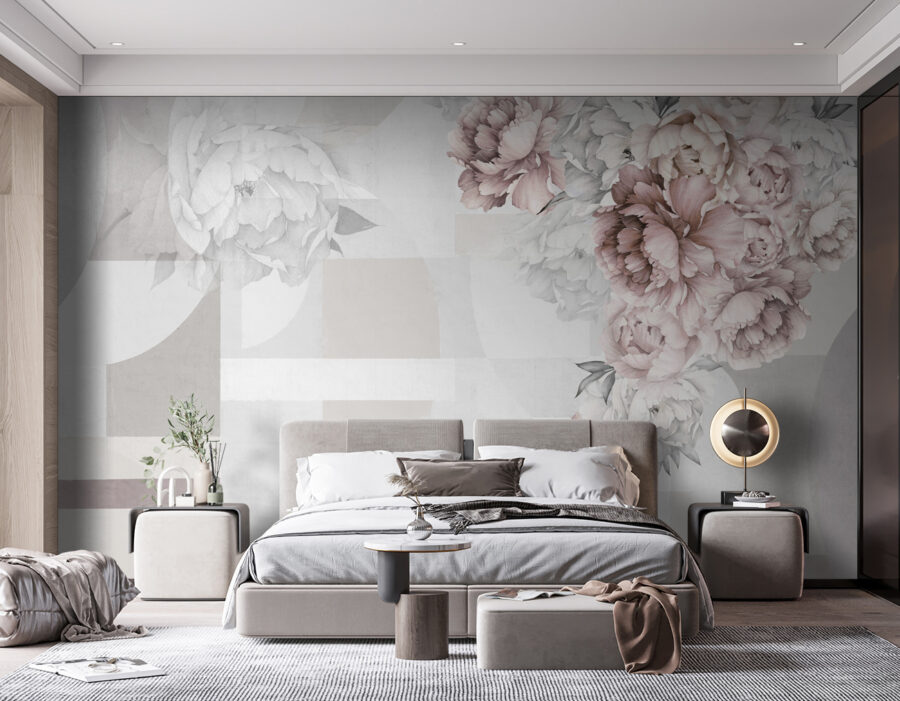 Zachte bloemen als aanvulling op abstracte vormen. Zachte bloemen als aanvulling op abstracte vormen.