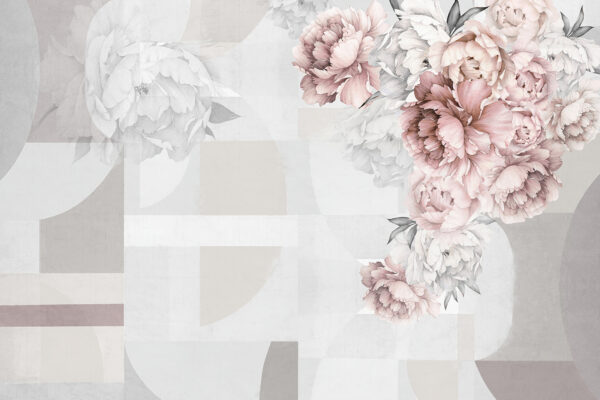 Zachte bloemen als aanvulling op abstracte vormen. Zachte bloemen als aanvulling op abstracte vormen.