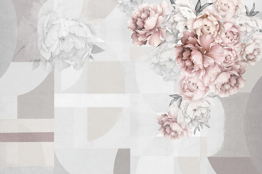 Zachte bloemen als aanvulling op abstracte vormen. Zachte bloemen als aanvulling op abstracte vormen.