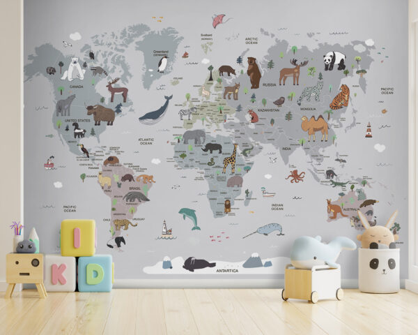 Wereldkaart met dieren Wereldkaart met dieren