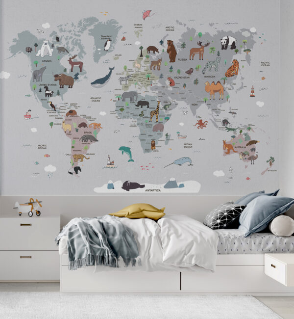 Wereldkaart met dieren Wereldkaart met dieren