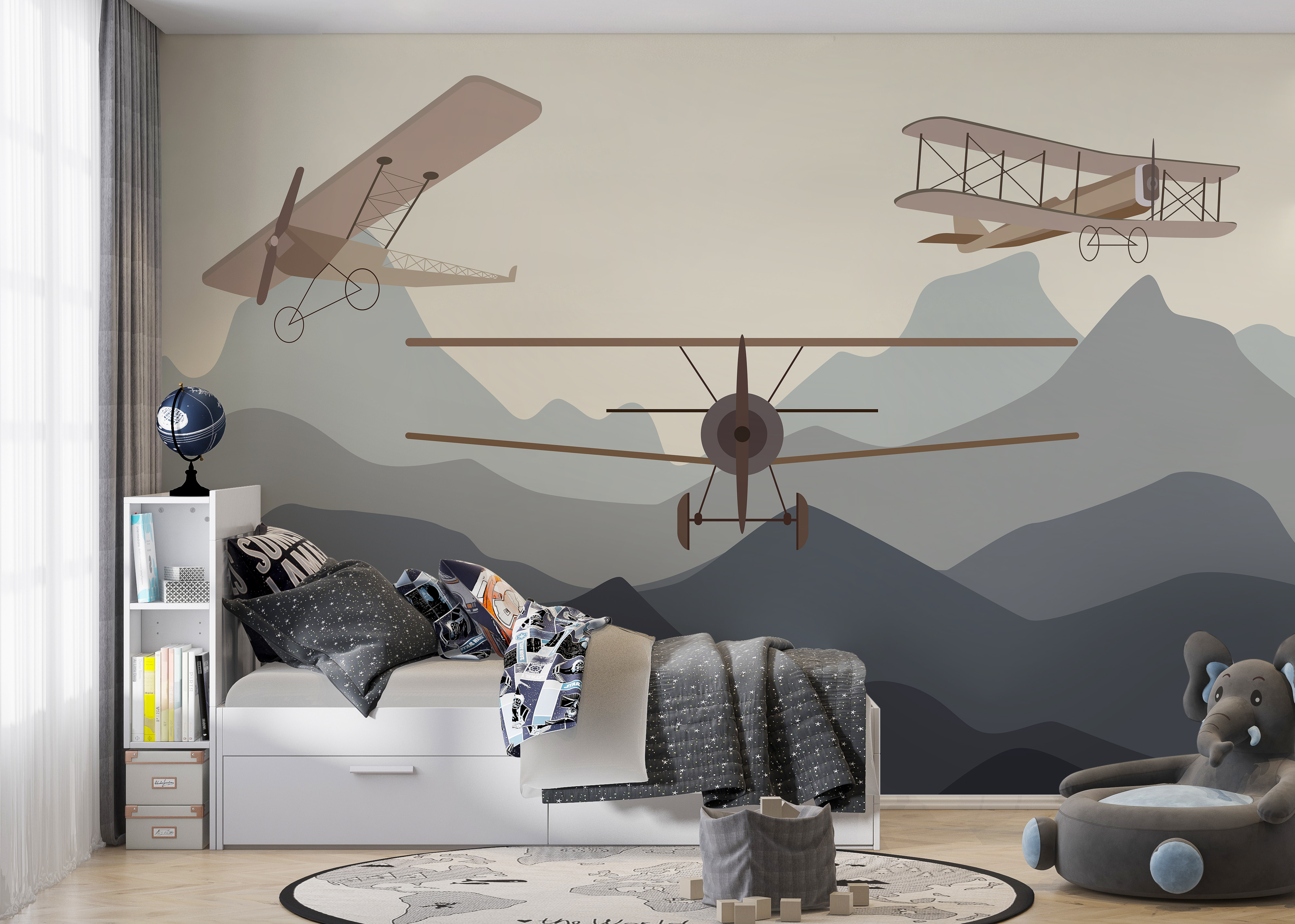 Two airplanes flying in the air Two airplanes flying in the air