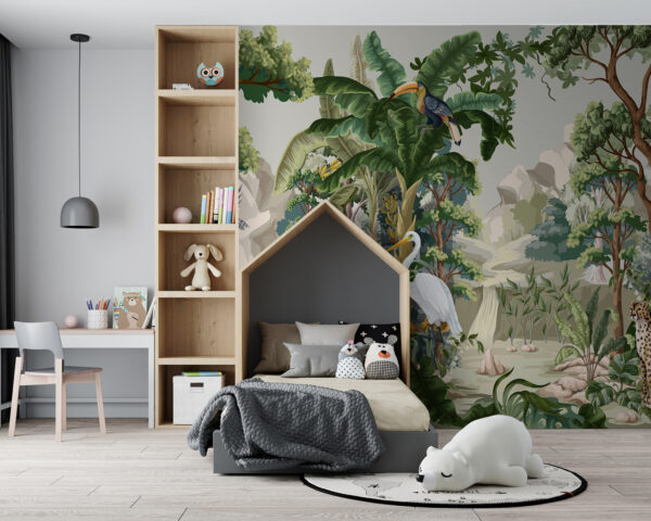 Behang met jungle scène Behang met jungle scène