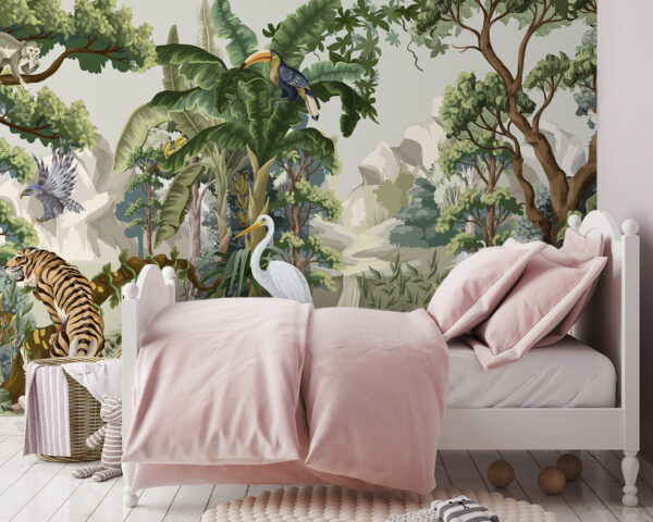 Behang met jungle scène Behang met jungle scène