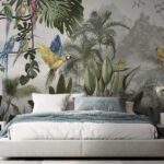 Fotobehang Groep vogels in een bos