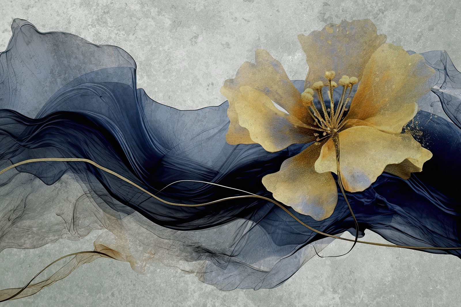 Elegant flower amidst flowing silk Elegant flower amidst flowing silk