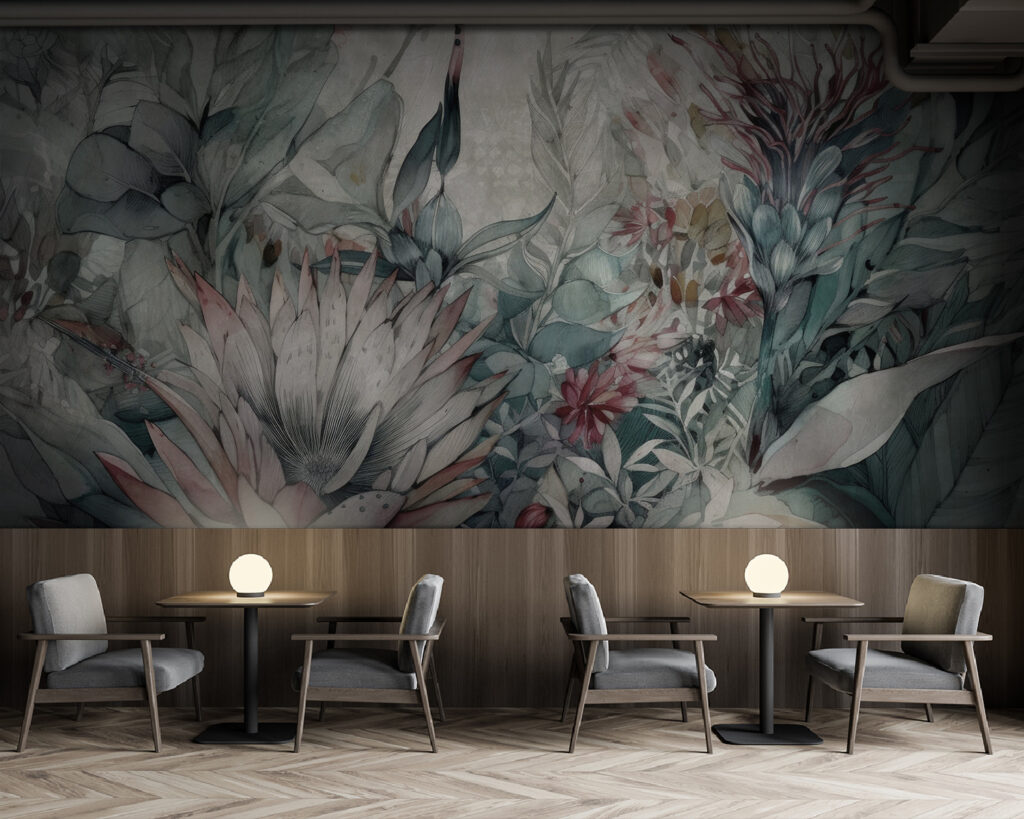 Painting of flowers and leaves Painting of flowers and leaves