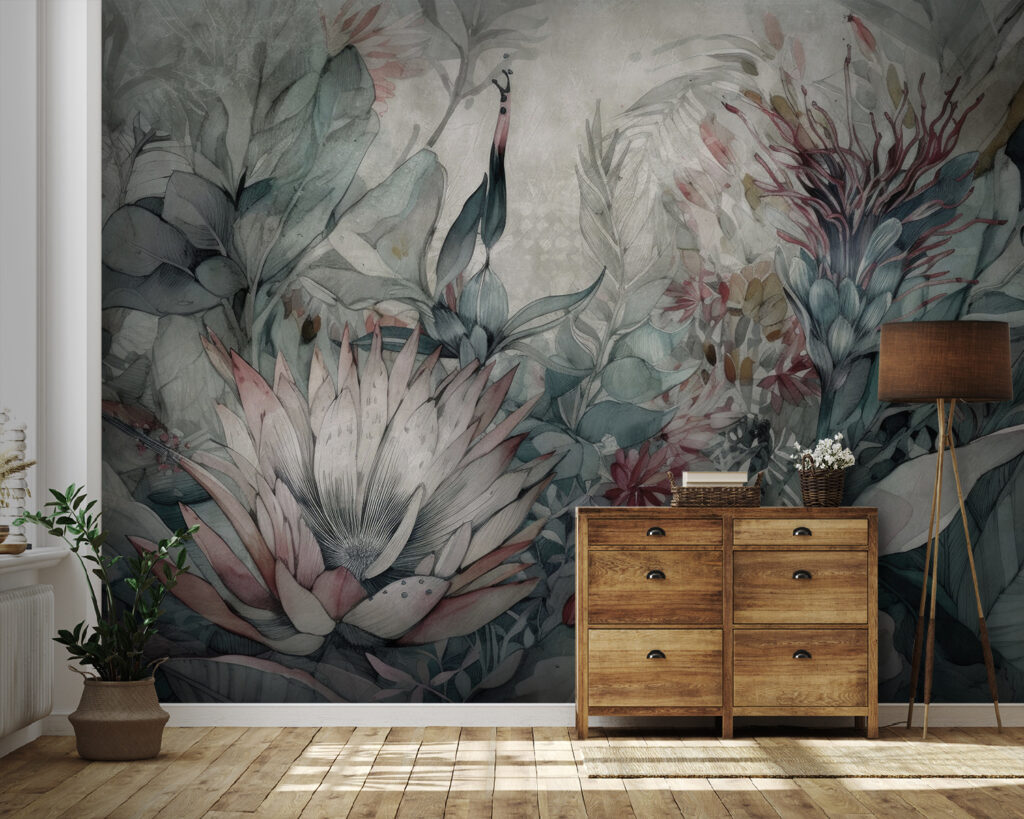 Painting of flowers and leaves Painting of flowers and leaves