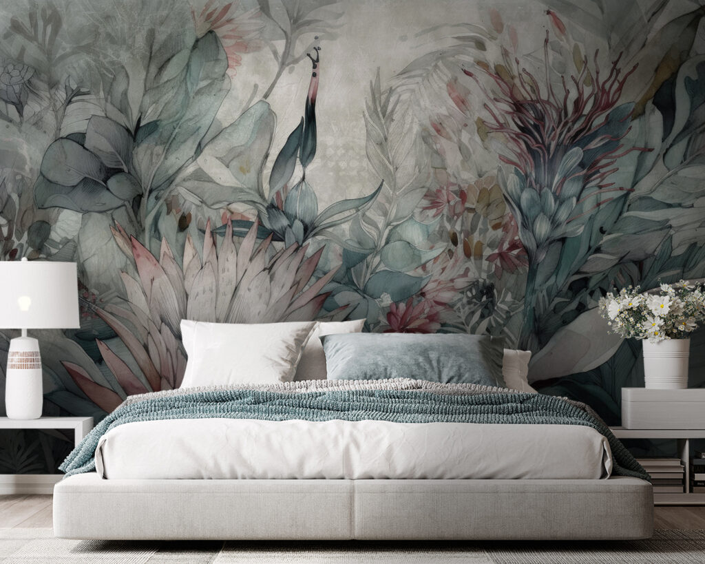 Painting of flowers and leaves Painting of flowers and leaves