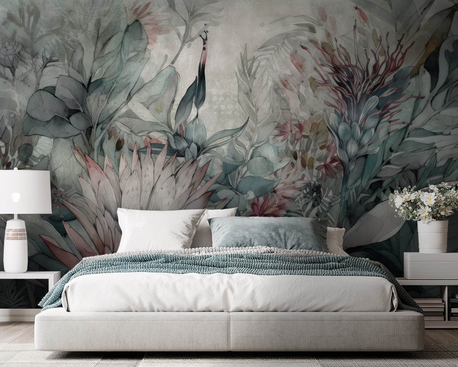 Painting of flowers and leaves Painting of flowers and leaves