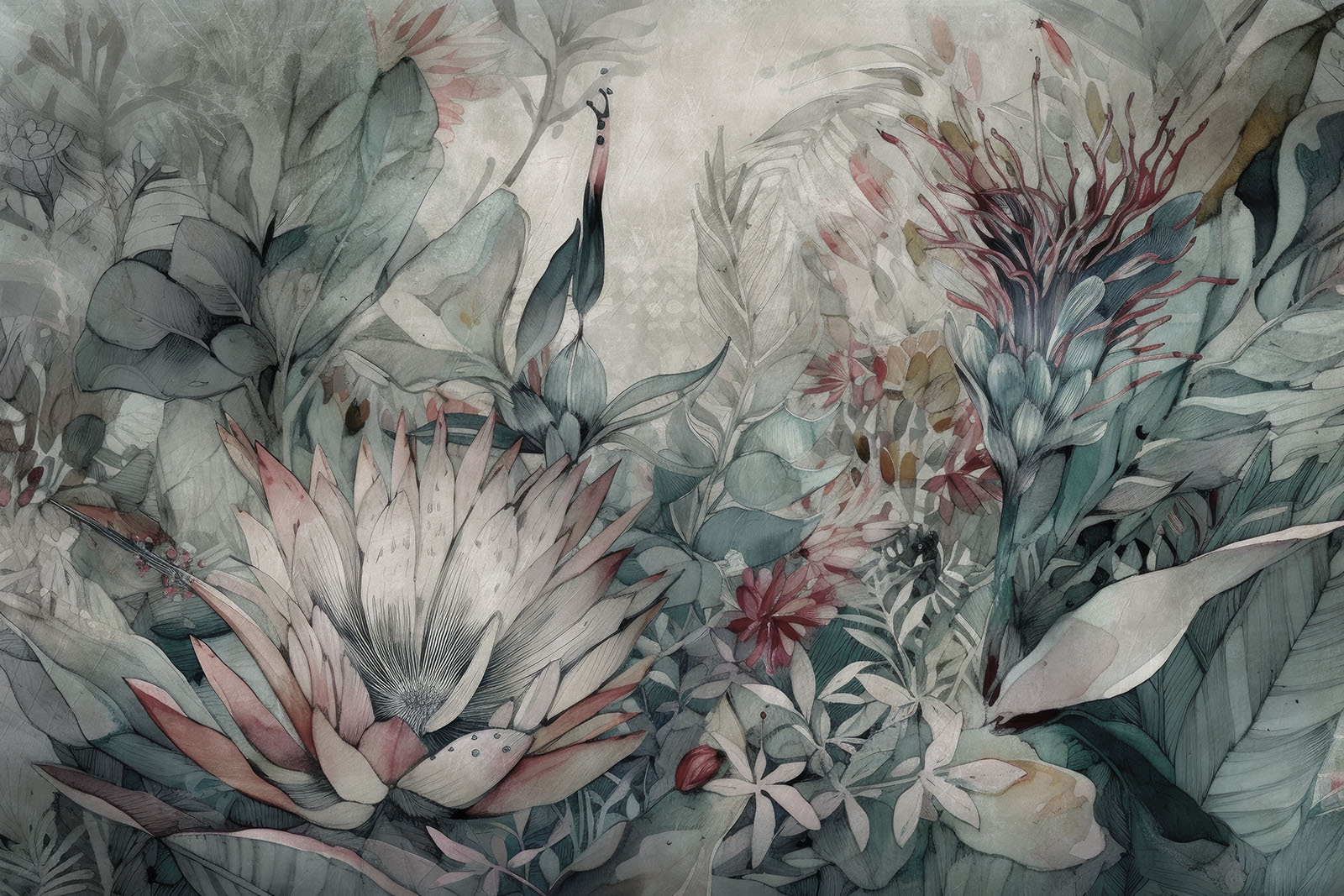 Painting of flowers and leaves Painting of flowers and leaves