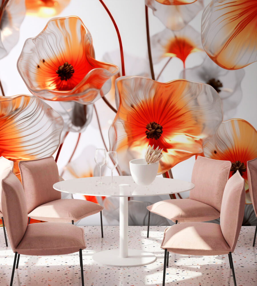 Groep glazen bloemen