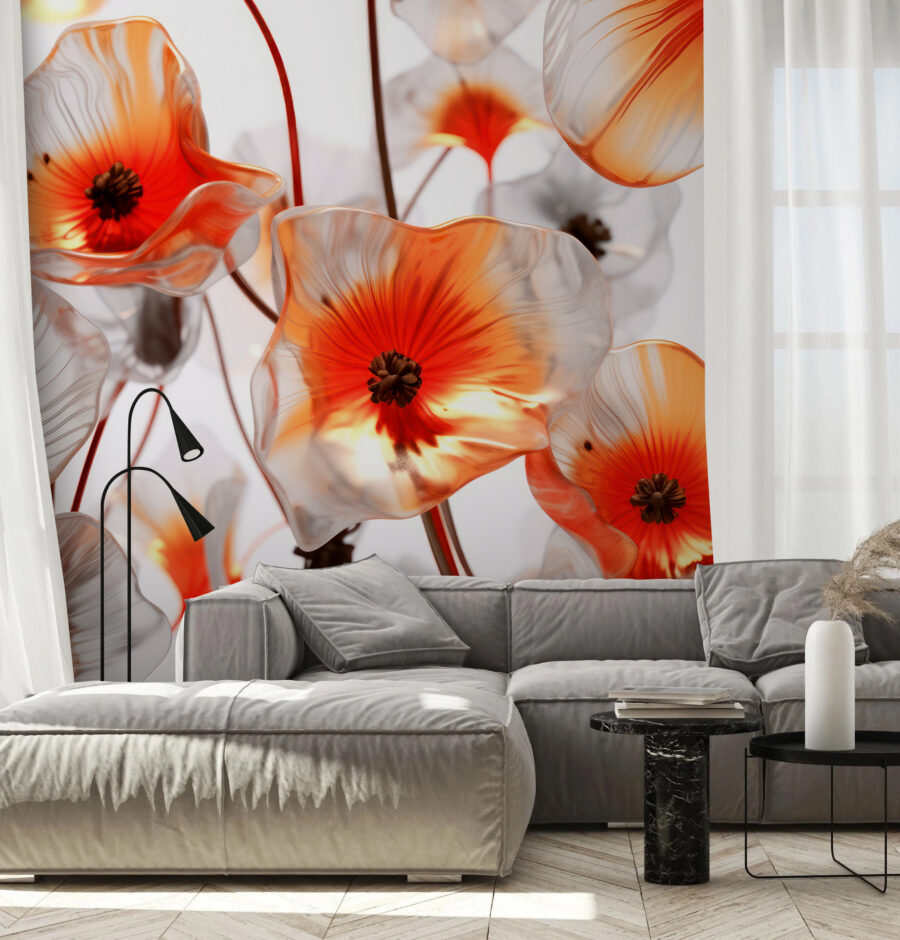 Groep glazen bloemen