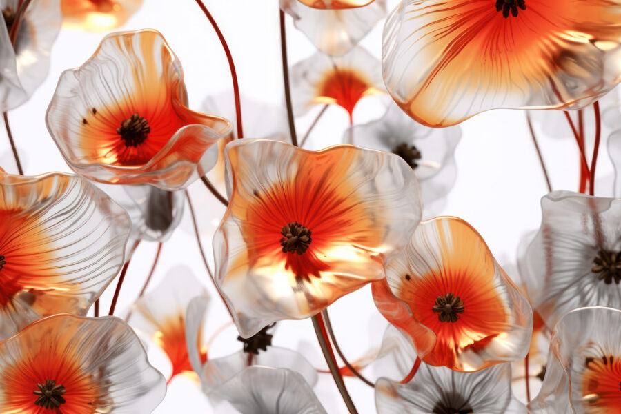 Groep glazen bloemen