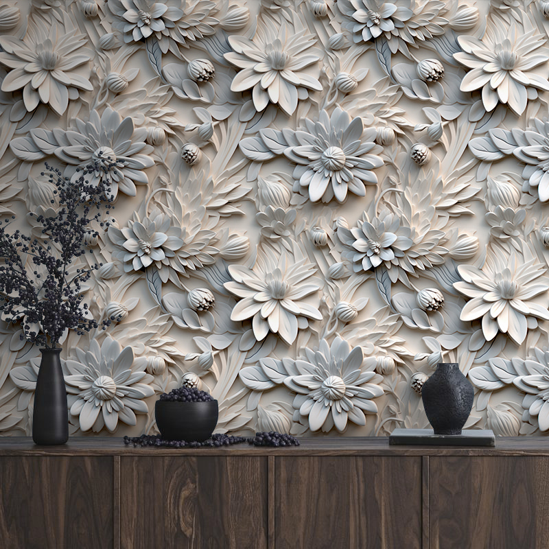 Wit bloempatroon op een muur Wit bloempatroon op een muur