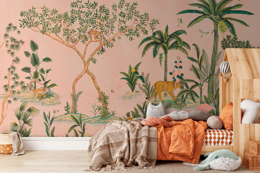 Behang met dieren en bomen