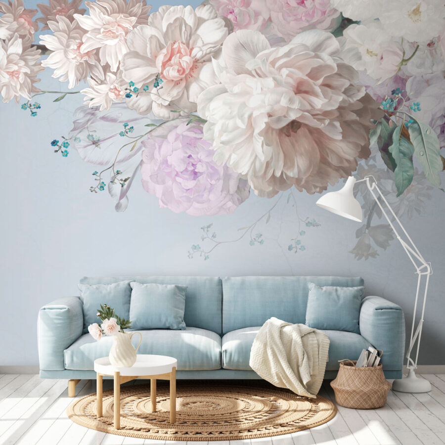 Witte en paarse bloemen