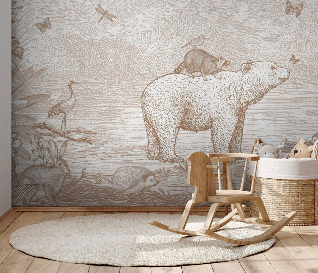 Bear and animals in a forest