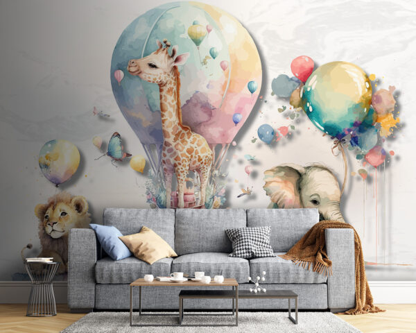 Groep dieren met ballonnen Groep dieren met ballonnen