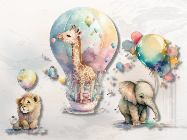 Groep dieren met ballonnen Groep dieren met ballonnen