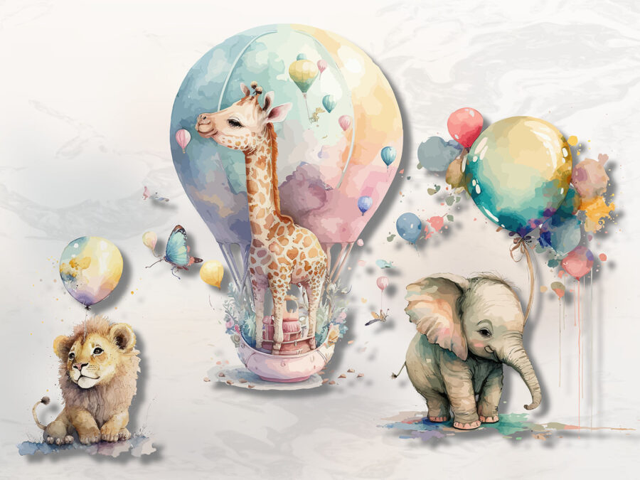 Groep dieren met ballonnen Groep dieren met ballonnen