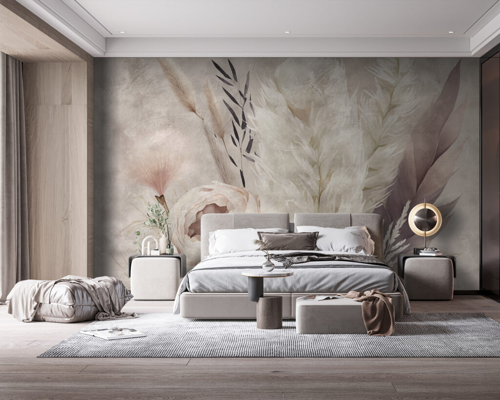 Painting of flowers and feathers Painting of flowers and feathers