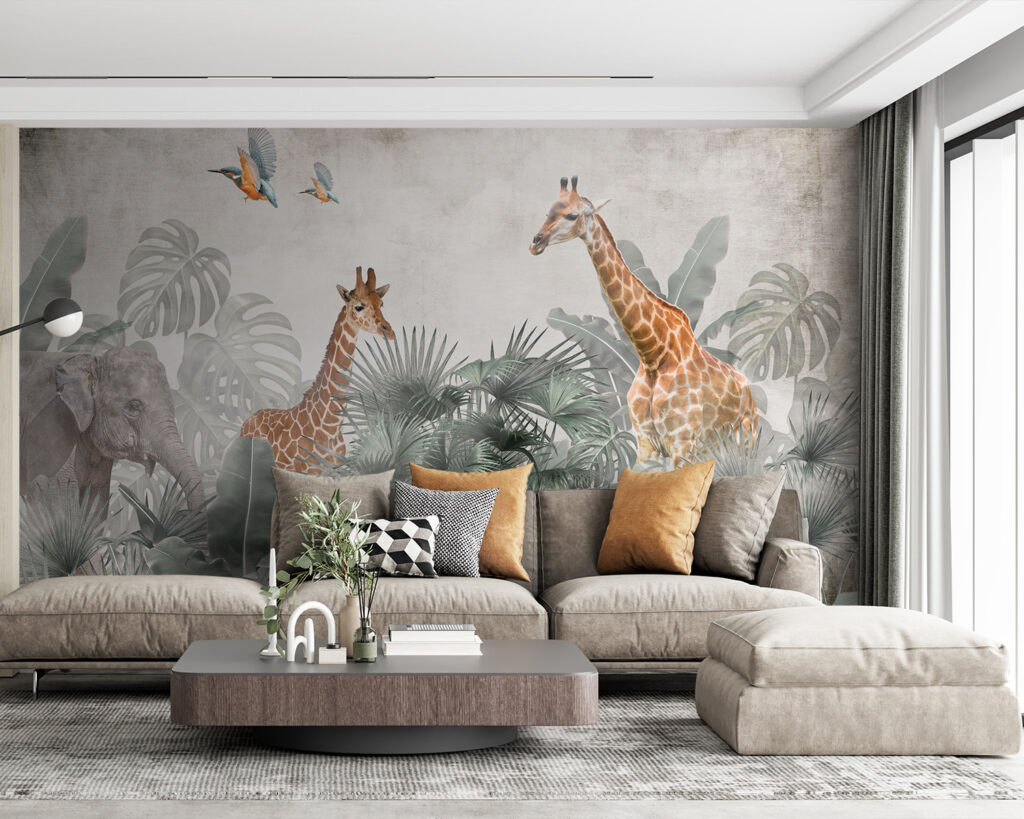 Group of giraffes in a forest