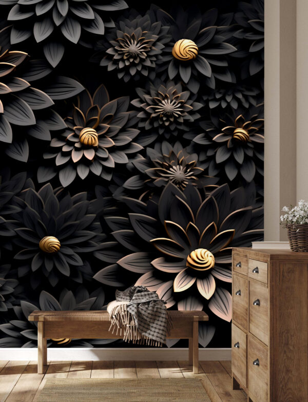 Elegante monochrome bloemen met metallic hart Elegante monochrome bloemen met metallic hart