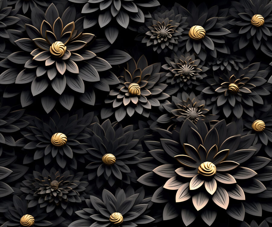 Elegante monochrome bloemen met metallic hart