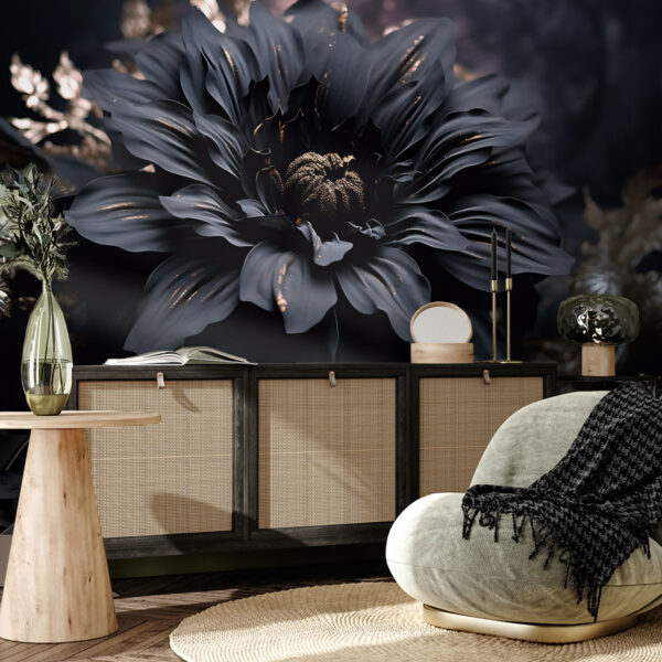 Elegant noir bloom shimmers in dark Elegant noir bloom shimmers in dark