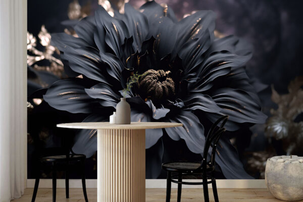 Elegant noir bloom shimmers in dark Elegant noir bloom shimmers in dark