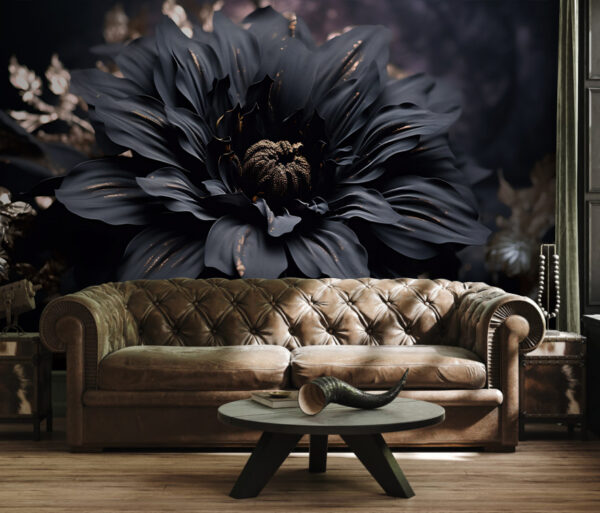 Elegant noir bloom shimmers in dark Elegant noir bloom shimmers in dark