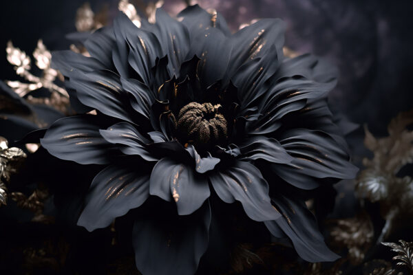 Elegant noir bloom shimmers in dark Elegant noir bloom shimmers in dark