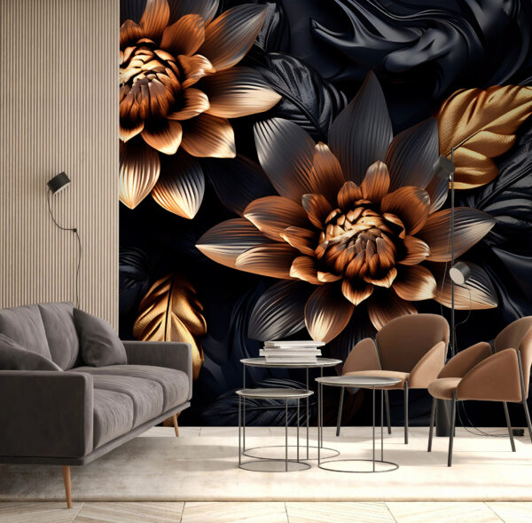 Bronzen bloemen in middernachtelijke schaduwen. Bronzen bloemen in middernachtelijke schaduwen.