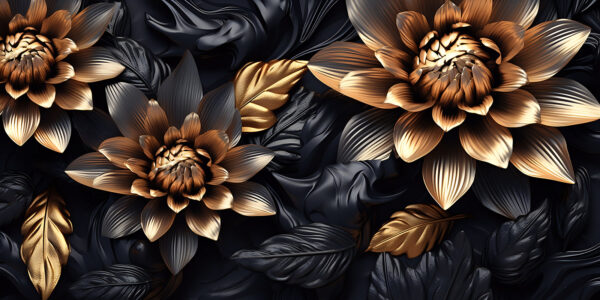 Bronzen bloemen in middernachtelijke schaduwen. Bronzen bloemen in middernachtelijke schaduwen.