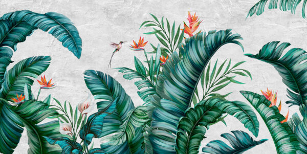 Tropisch blad met levendige bloemen. Tropisch blad met levendige bloemen.