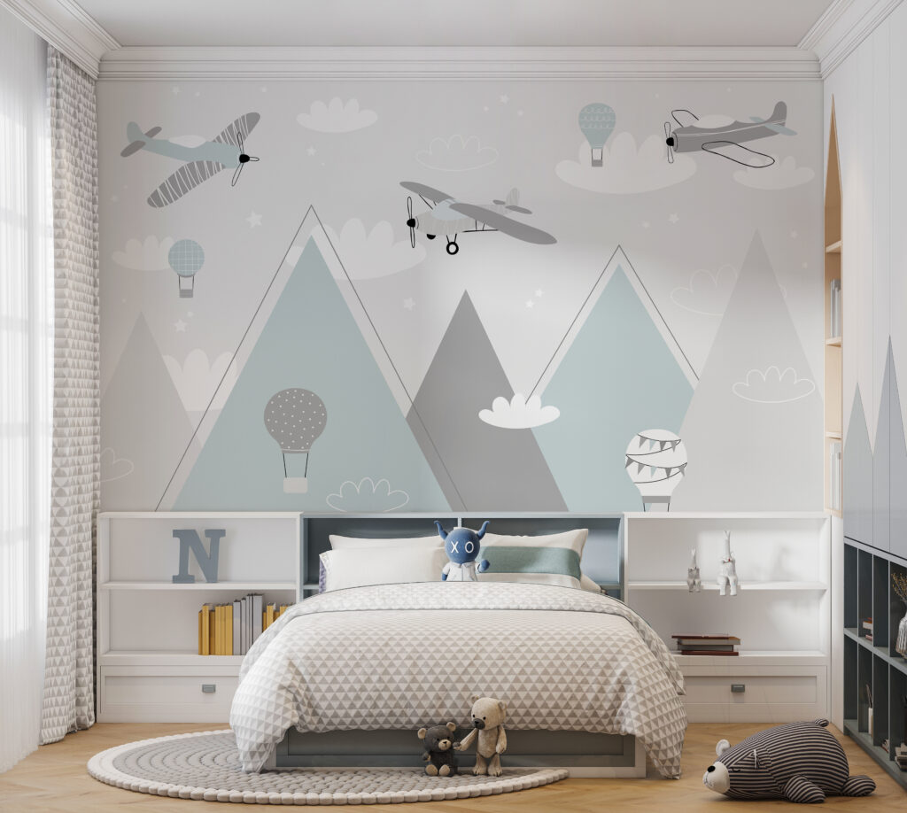 Wallpaper with airplanes and mountains